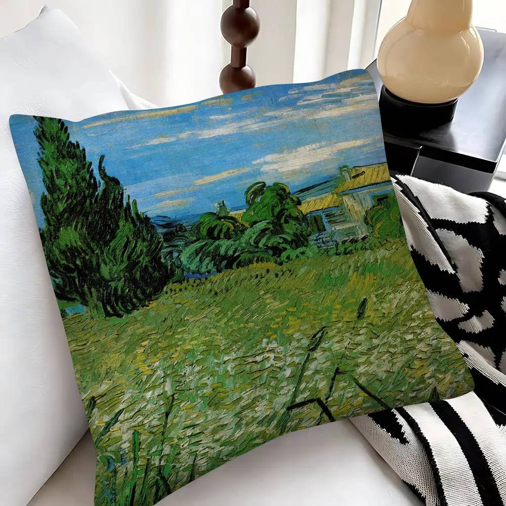 Van Gogh Art Pillow Case Fashion Square Pillowcase Bedroom Sofa Room Ins Decoration Leisure