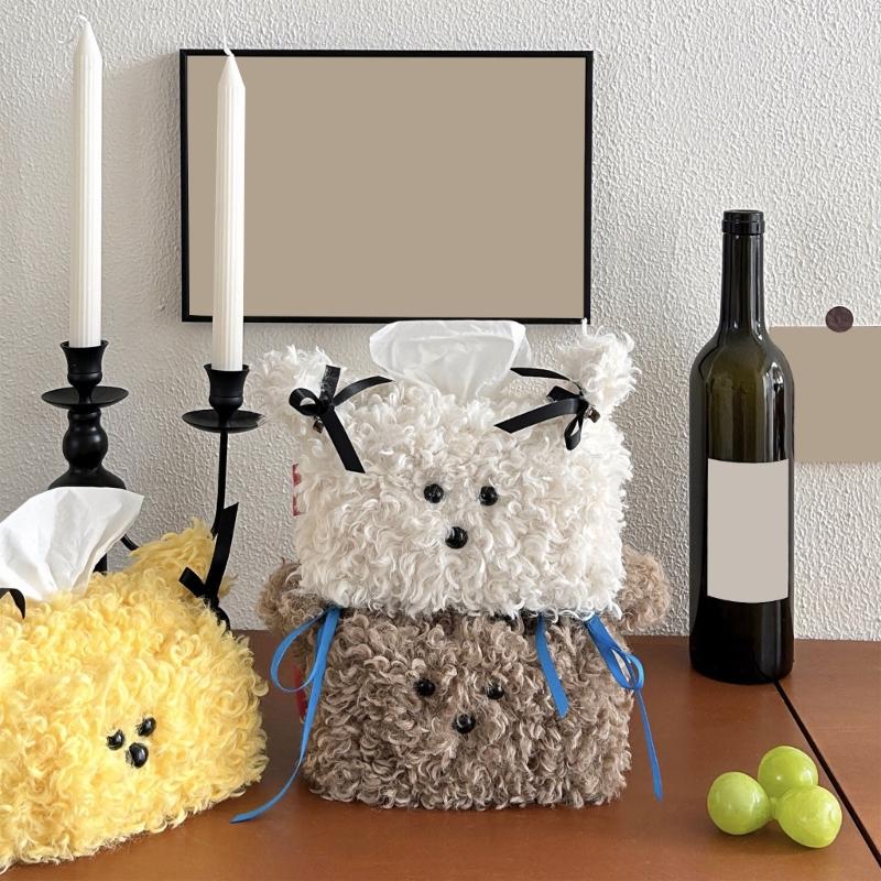 Plush Puppy Tissue Storage Box Holder Lovely Home Accessory for Living Room Office Supplies and Car Decoration