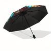 Stained Glass Celestial Window Panel: Vibrant Astronomical Design Umbrella, Cute Umbrella with Cute Design, Portable 3-Fold Compact Umbrella for Men &