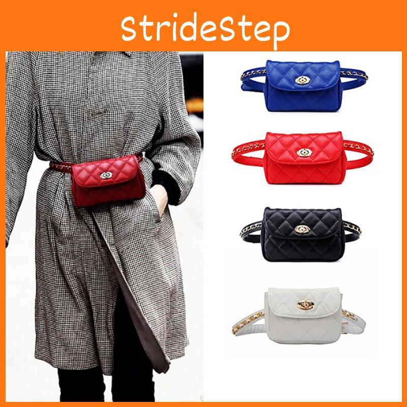 Elegant Women Classic Fanny Pack Chain Waist Hip Belt Bag With Soft Pu Leather