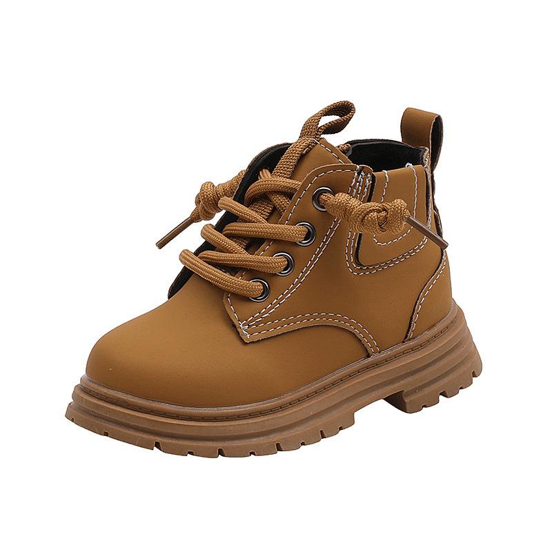Children's Martin Boots Spring 2025 Boys Short Boots British Retro Girls Leather Boots Non-slip Soft Sole Baby Shoes Single