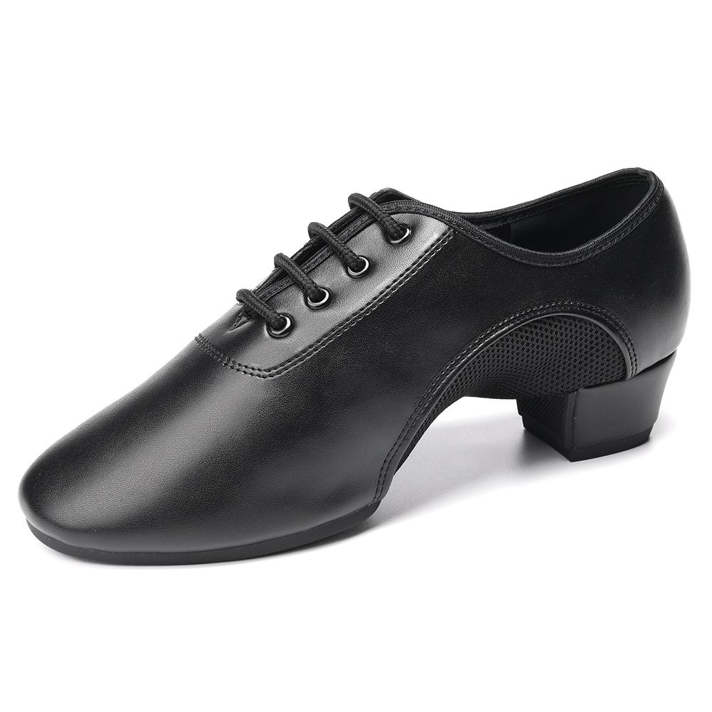 Latin Dance Shoes Black Leather Breathable Sweat-absorbent Non-slip Latin Mordern Dancing Shoes for Women