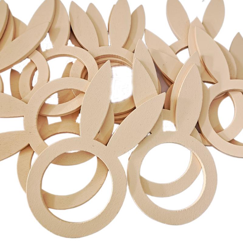 Easter Bunny Wooden Napkin Holder and Rings for Tabletop Decoration