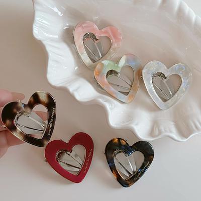 1pc Acetate Hollowed Heart Hair Clip Cute Side Pins Sweet Hairpin Elegant Barrettes Women Hair Accessories