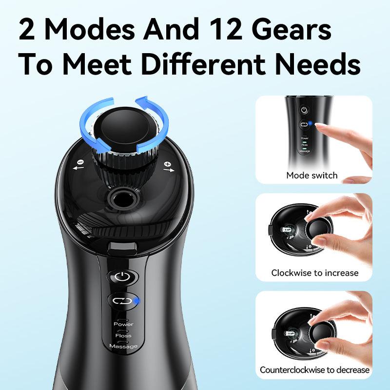 Munddusche, wiederaufladbarer USB-Wasserflosser, tragbarer Dental-Wasserstrahl, 350 ml Wassertank, wasserdichter Zahnreiniger für die Mundpflege