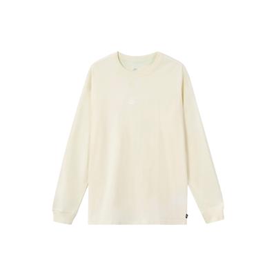 Essential Besticktes Logo Sportlich Lässig Rundhals Pullover Langarm T-Shirt Mit Überschnittenen Schultern Herren Oberteile Beige DO7391-133