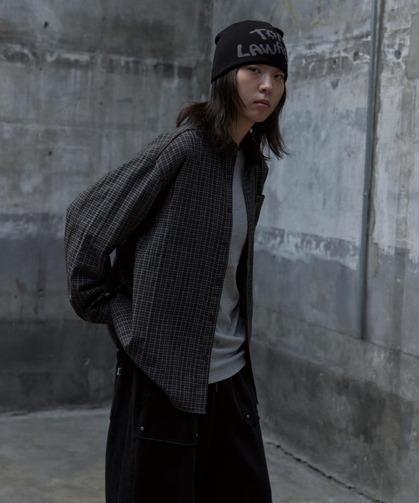 Tonilolenseu Cut-Off Check Shirt Black