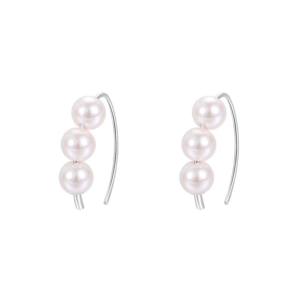French Retro Light Luxury Round Beads 925 Sterling Silver Earrings for Women Fashion Temperament Jewelry Accessories