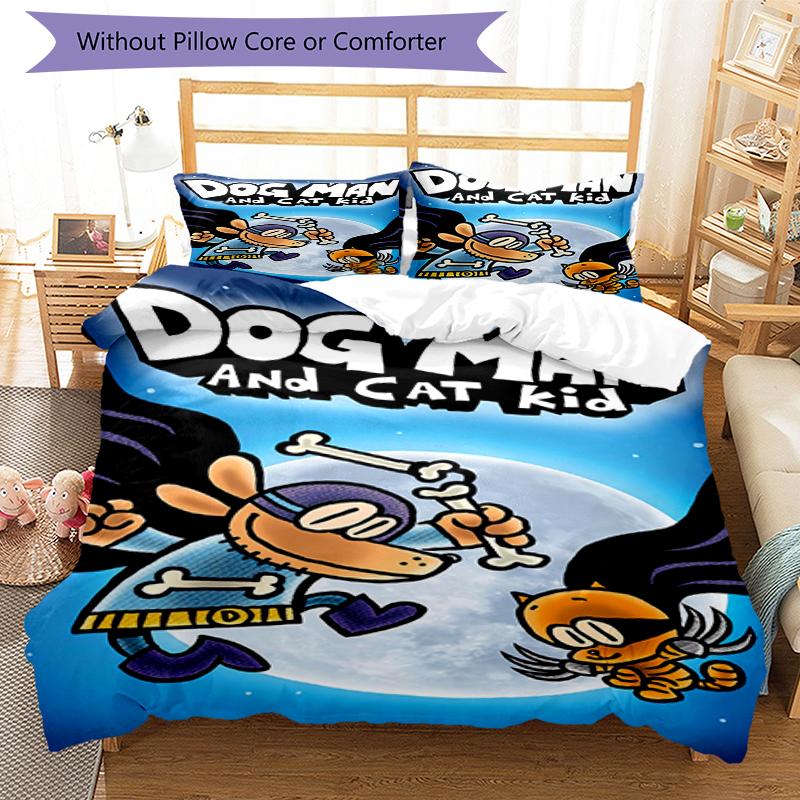 3pcs Dog Man Bedding Set Duvet Cover Closure Includes 1 Duvet Cover & 2 Pillowcases, Soft and Comfortable for All Seasons.