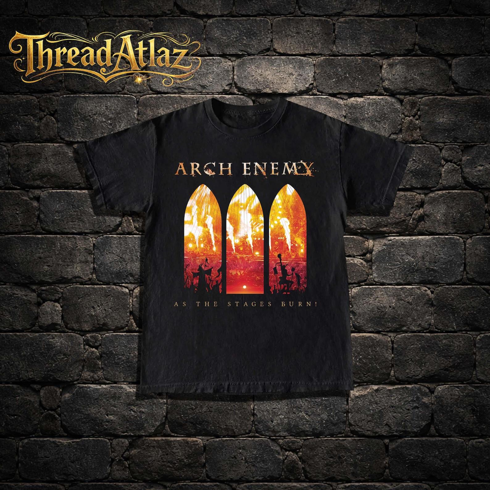 Arch Enemy T-Shirt - Metal Music Shirt - As The Stage Burn! - Arch Enemy Merch - Unisex Rocker Clothing S