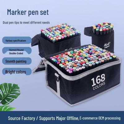 Cross Mark Pen Set: 48-Color Large Capacity Black Rod Touch Children's Portable Watercolor Markers