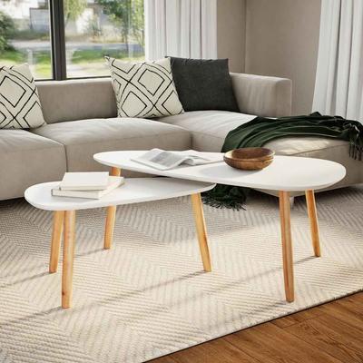 Vidaxl Juego de Mesas de Centro, 2 Piezas, Blanco, Madera de Pino Maciza
