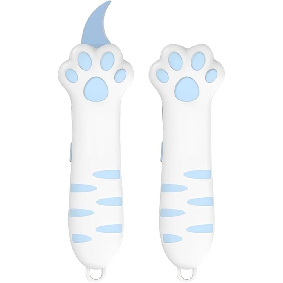 Cat Paw Box Cutter, SKRMISDA Retractable Cat Claw Cutter, Portable Cute Paper Cutter, Carton Sealing Tape Opener for Women, Safe Unpacking Tool for