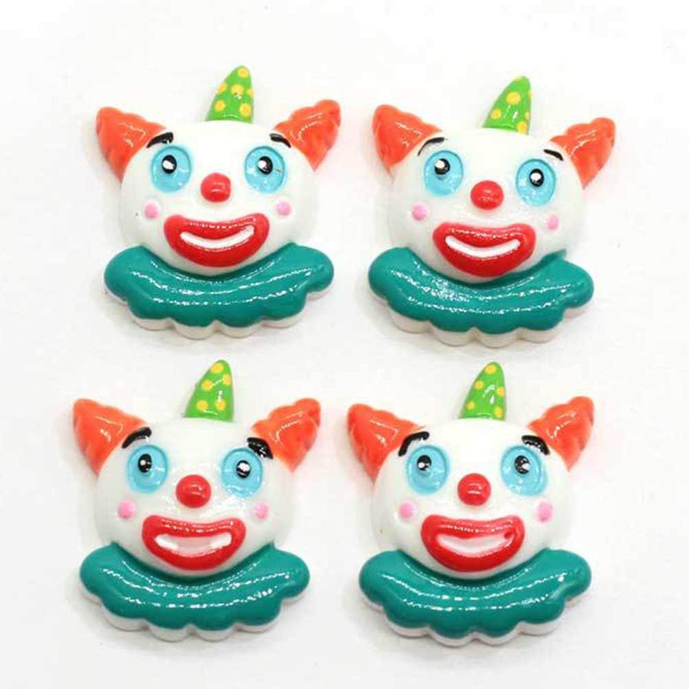 Amosfun 10pcs Resin Clown Charms Hair Barrettes Making Charms Handmade Crafting Slime Charms Pendants for Headband Headdress DIY Crafts (Random Style