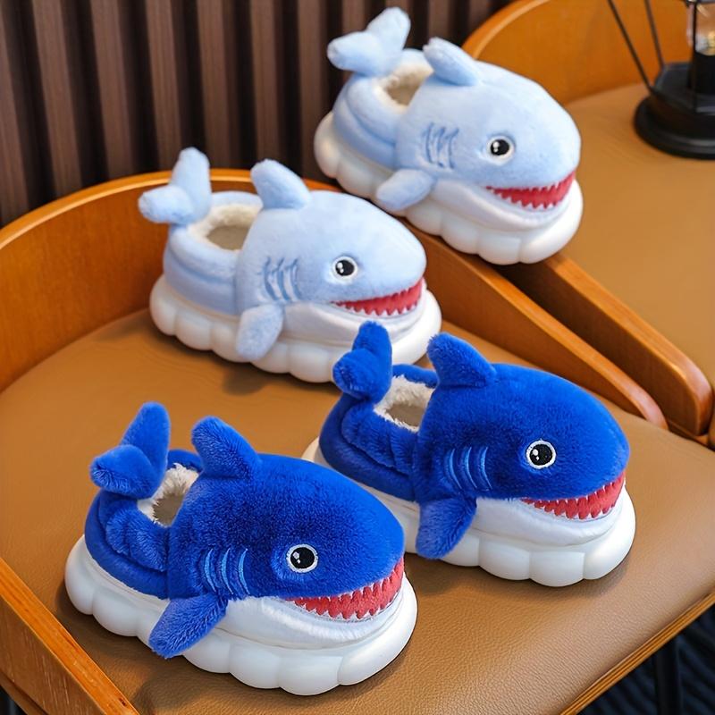 Soft Breathable Youngsters' Shark Slides Cute Cartoon Shark Slippers with Fabric Upper  EVA Sole