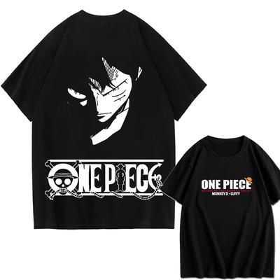 One Piece Monkey D Luffy TShirt 100 Cotton Durable Casual Loose Crew Neck Streetwear Short Sleeve Graphic Tee for Men Women