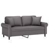 2 Seater Sofa with Decorative Cushions Gray 140 Cm Artificial Leather
