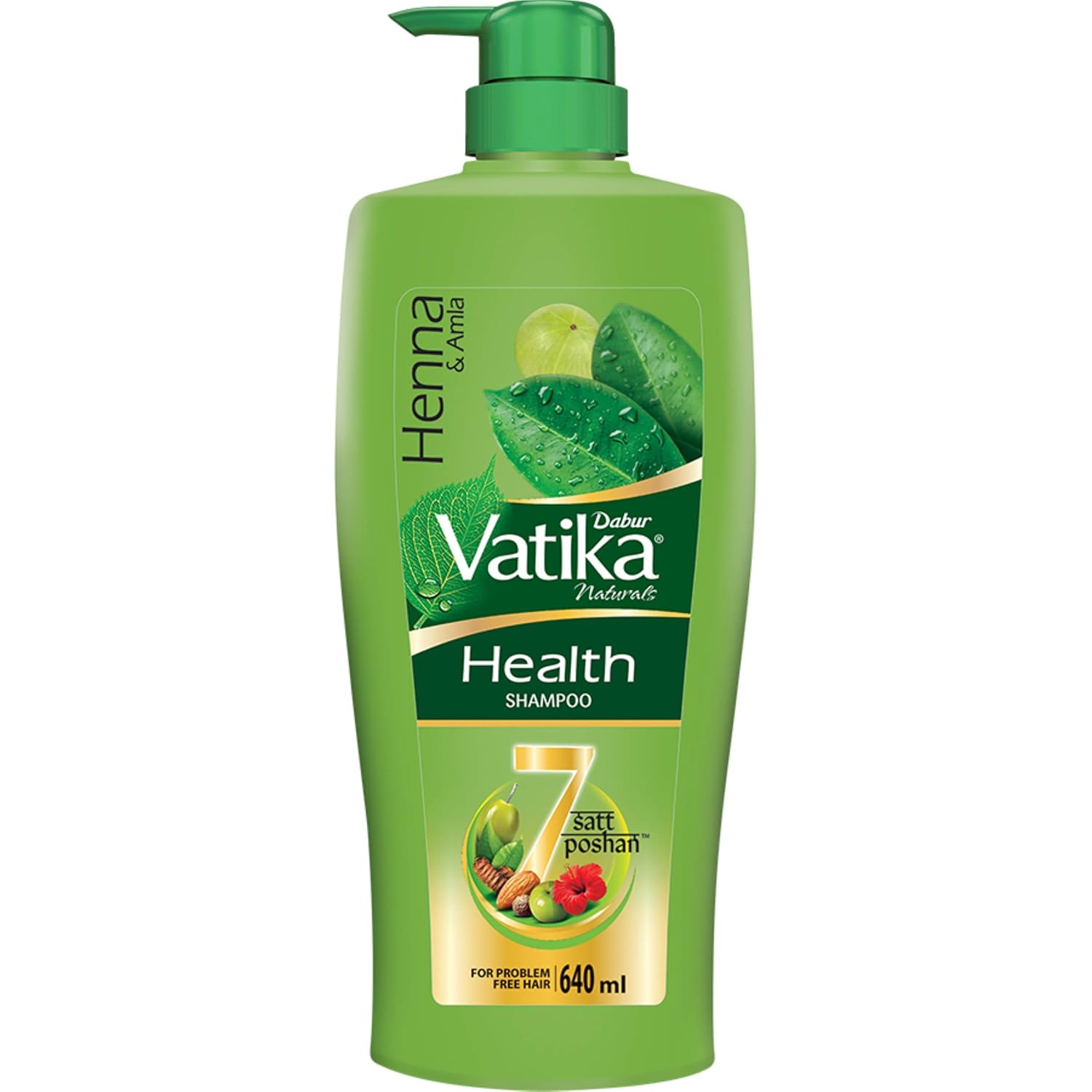 

Dabur Vatika Health Shampoo 640ml | With Henna Amla Olive & Hibiscus | Smooth Shiny Nourished Hair | Controls Frizz & Repairs Damage
