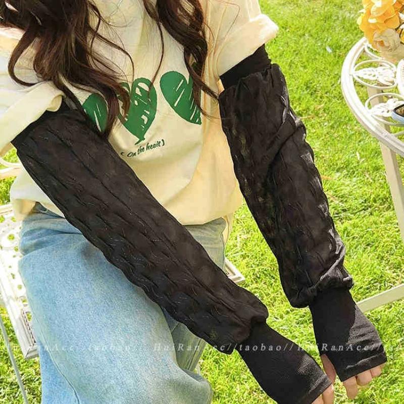 New Ice Sleeve Women's Sun Protection Loose and Enlarged Outdoor Cycling Ice Thread Arm Protection Sun Protection Sleeves