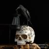 New Halloween Crow Ornament Vintage Desktop Skull Prop Resin Ornament Solar Ghost Day Decoration