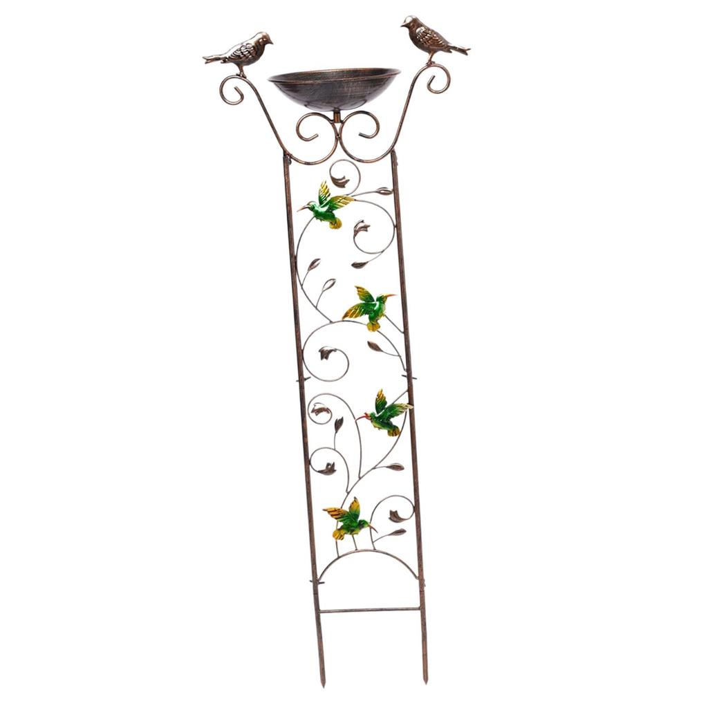 Elegant Metal Bird Bath and Plant Trellis Set for Outdoor Garden Decor