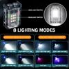 5 Adet Mini LED Anahtarlık Işığı USB Şarj Edilebilir 8 Mod Şapka Klipsli Taşınabilir El Feneri Pil Göstergeli El Feneri Mıknatıslı Yürüyüş