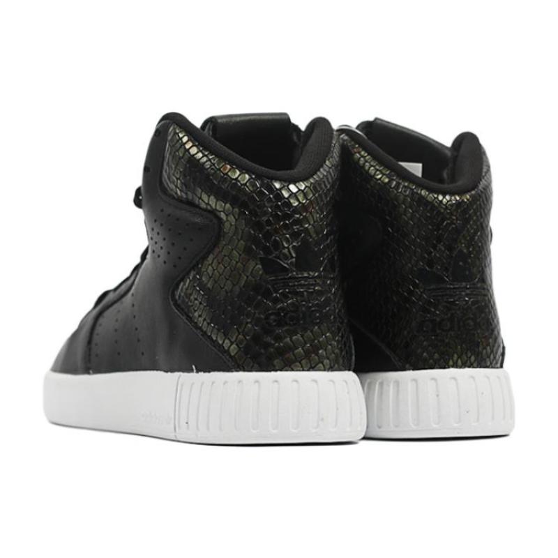 Adidas Originals Tubular Invader 2.0 Anti-Slip Wear-Resistant Mid-Top Skateboard Shoes Women's Black White Sneakers S80552