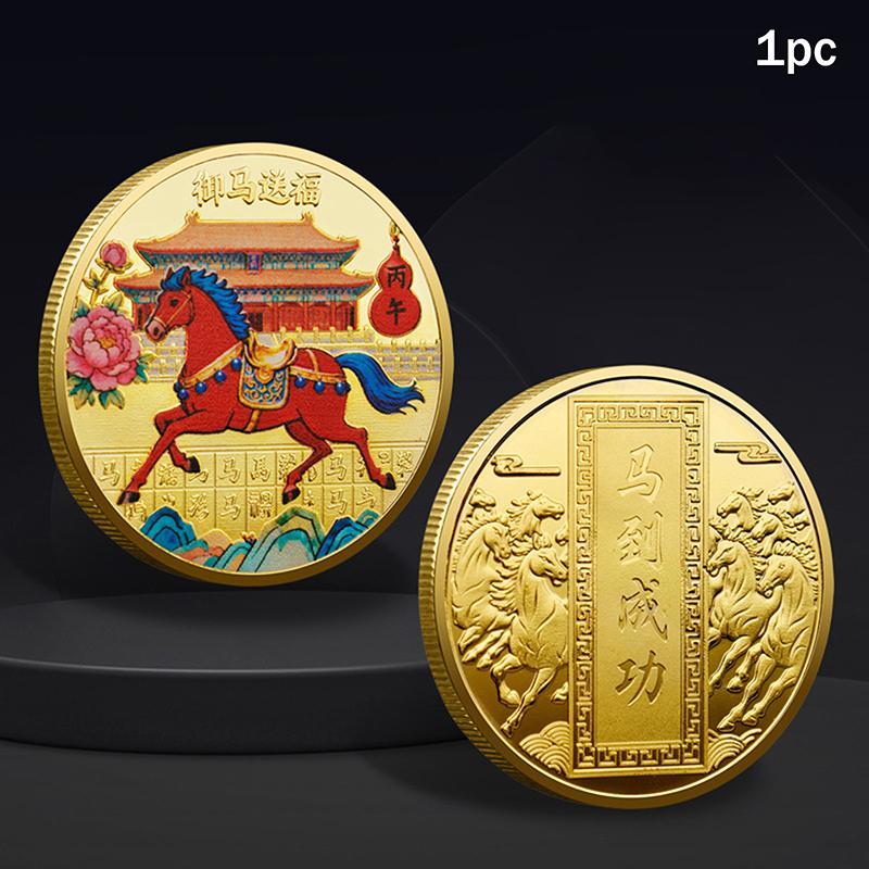 1Pc 40Mm Year Of The Horse Chinese Coins Lucky Animal Horse Commemorative Coins Metal Collection 2026 New Year Souvenir Gift
