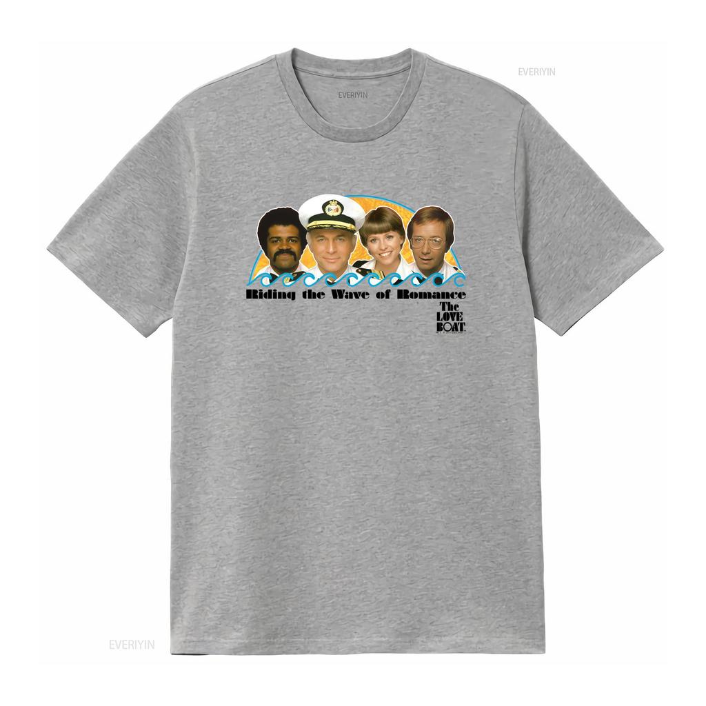 Love Boat Wave Of Romance T Shirt S 2Xl Light Blue Crew Neck  vintage Washed graphic Top For Everyday Wear Casual Unisex homme