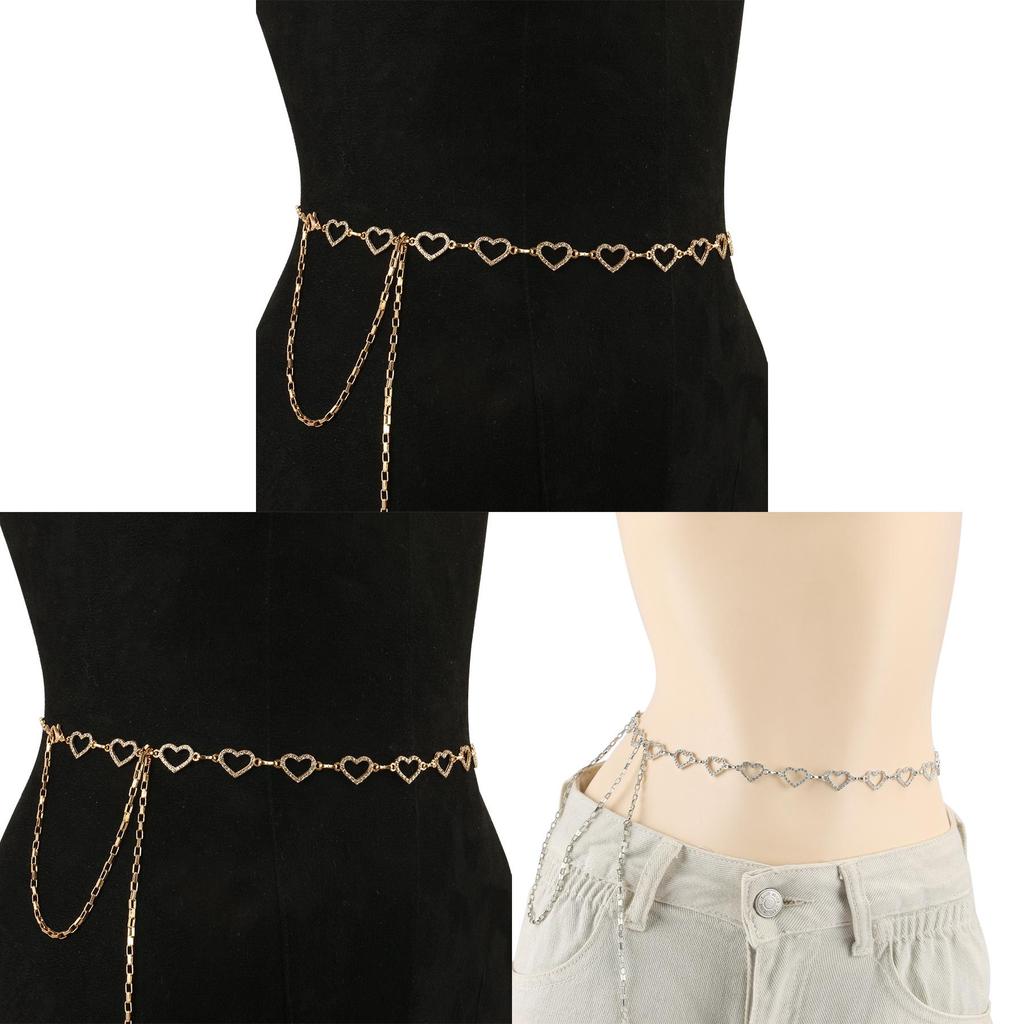 Water Drilled Heart Shape Metal Waist Belt For Women Men Elegant Summer Accessory