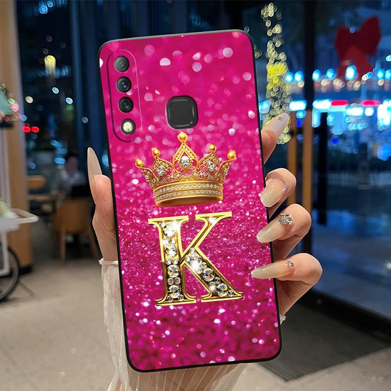 Beautiful A To Z Letter Crown Casing For Infinix S4 Smart3 Plus X626 X267 Case Black Soft Silicone Shockproof Shell