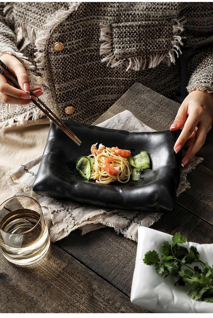 Nordische Keramiksalat- und Pastaplatte: Hochwertiges Geschirr für Snacks und Desserts