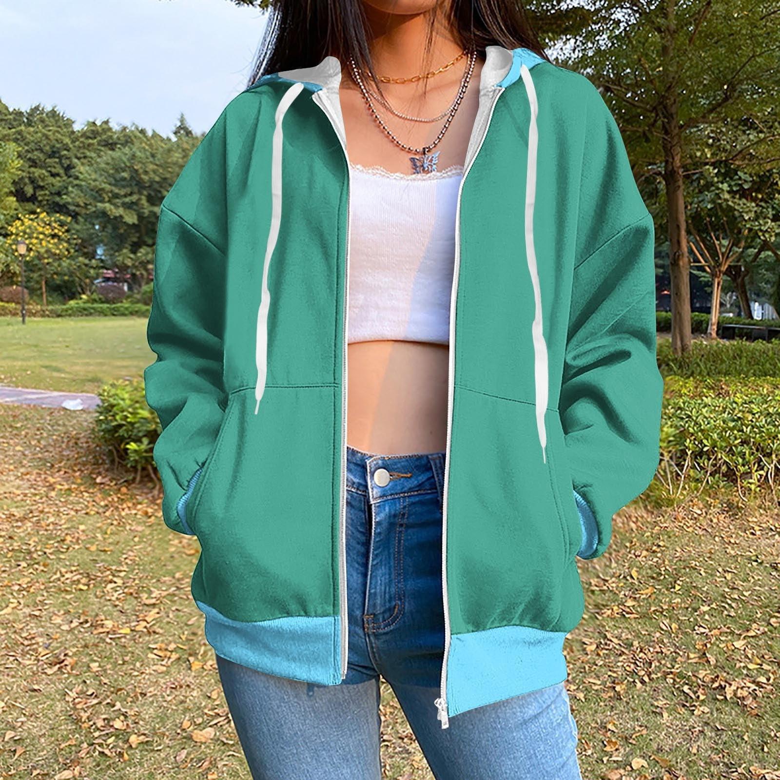 Толстовка с капюшоном на молнии для женщин с длинным рукавом — фото 7