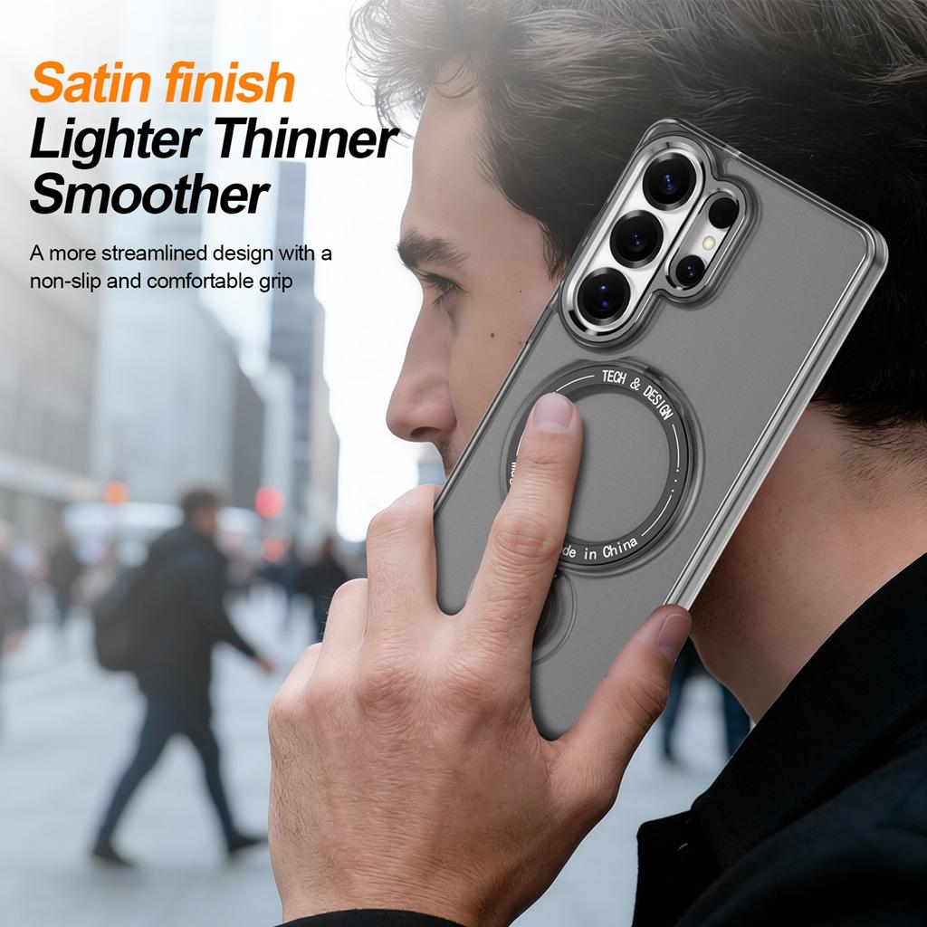 360° drehbarer magnetischer Ständer, halbtransparente, mattierte, stoßfeste Handyhülle für Samsung Galaxy S26 Ultra S25 S24 Plus