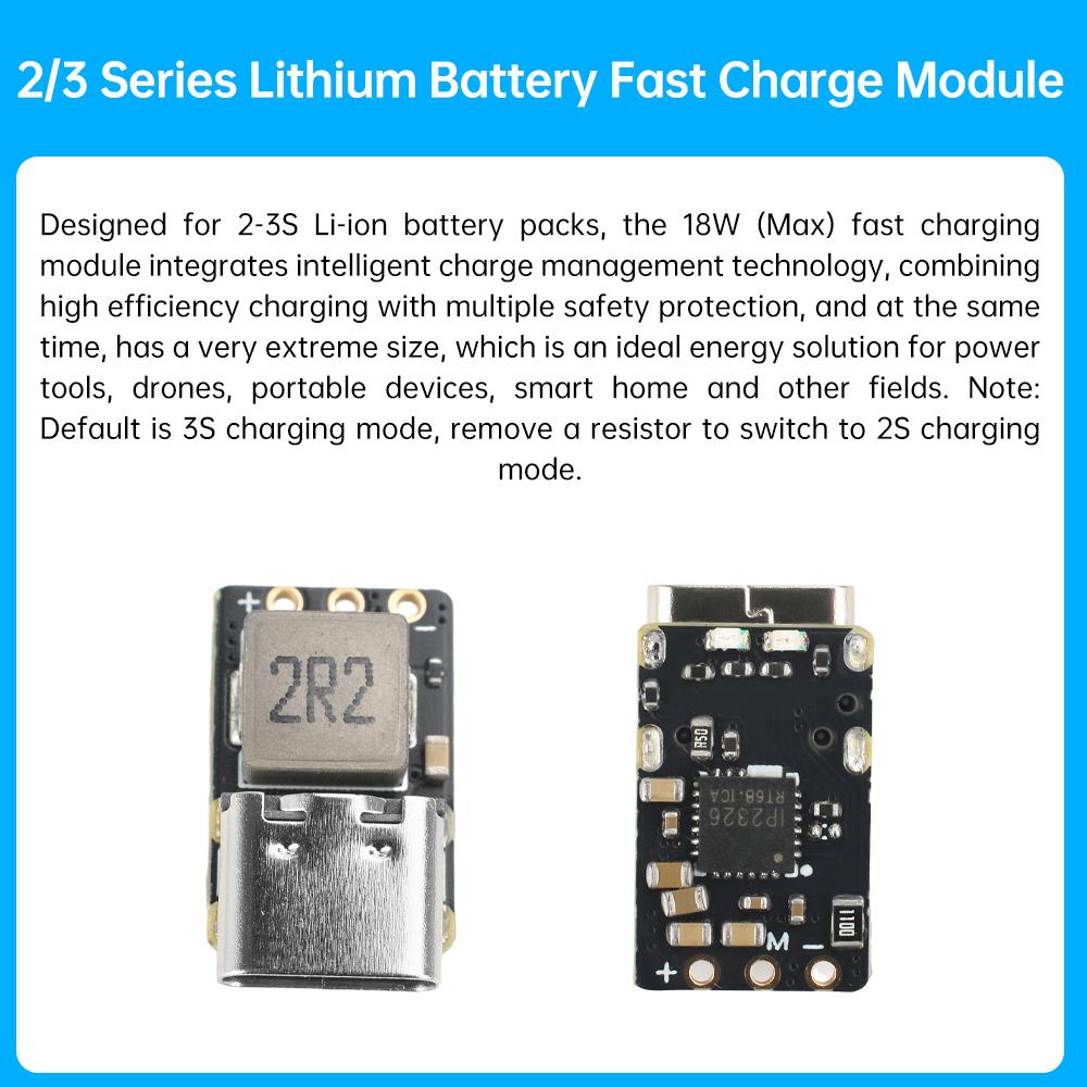 2S/3S Mini Drone Charging Module DC4.5-9.5V Polymer Li-ion Battery Equalization UAV Charge Board 3.7V Boost 18W QC Fast Charging