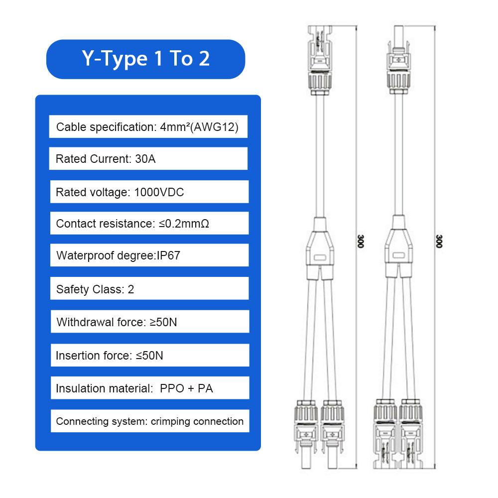 2Y 3Y 4Y PV Connector Parallel Connection Solar System PV Y type Branch Adapter Solars Panel Cable Connector With 1000V 30A