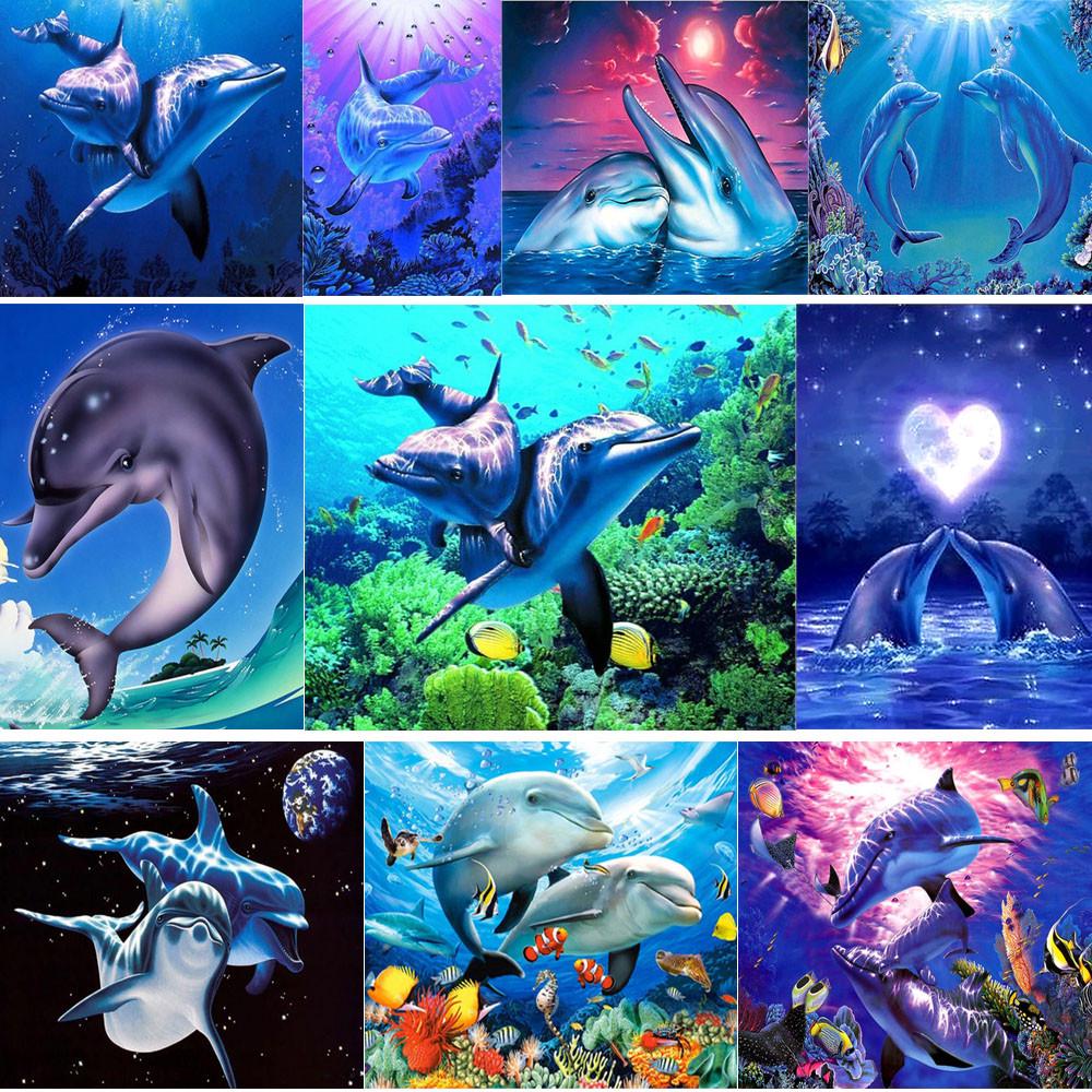 

Любовь дельфины DIY 5D Алмазная вышивка картина вышивка крестом домашний декор ремесло