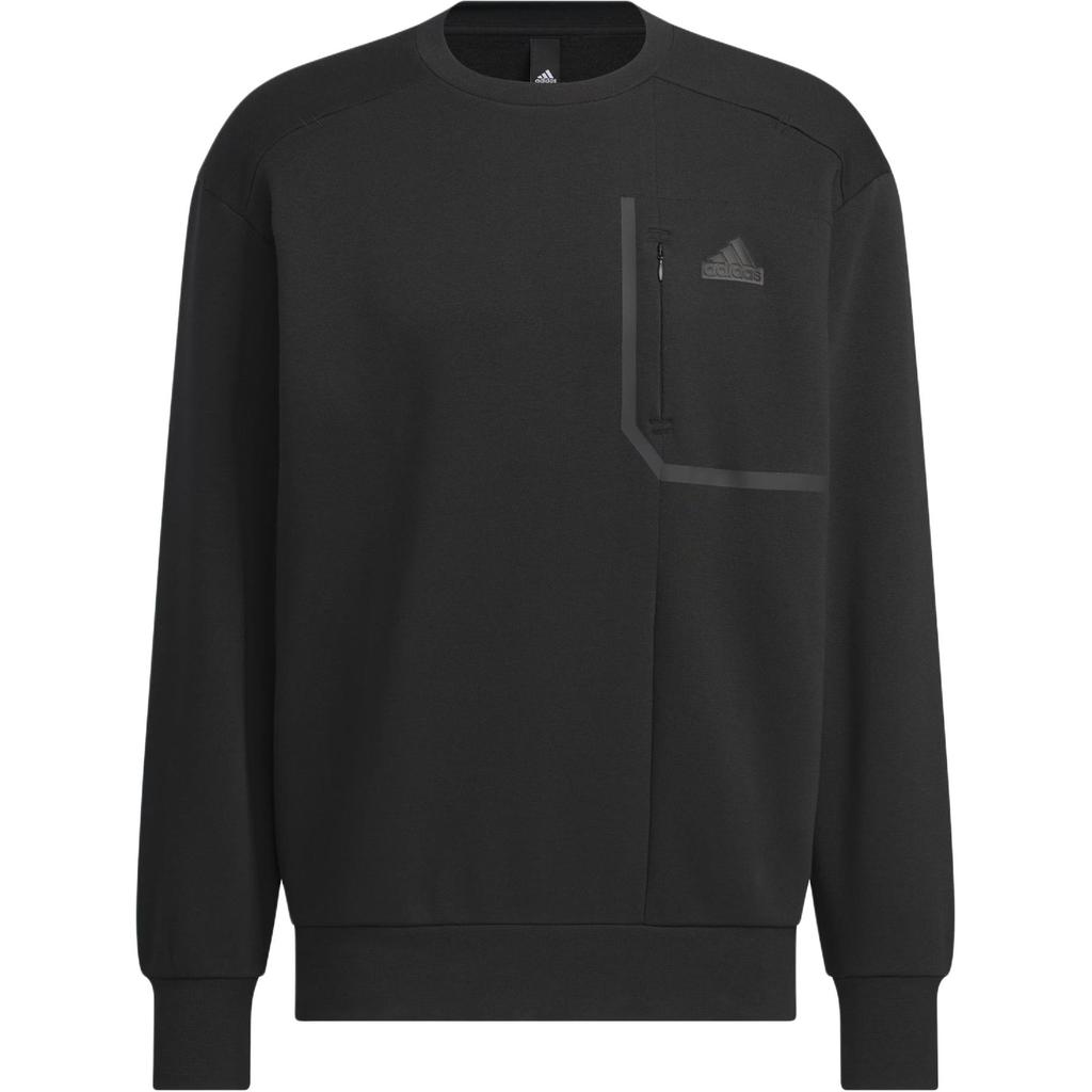 Adidas Sportswear Pocket Sweatshirt Solid Logo Sports Casual Pullover Crewneck Men Sweatshirt Black IM9065