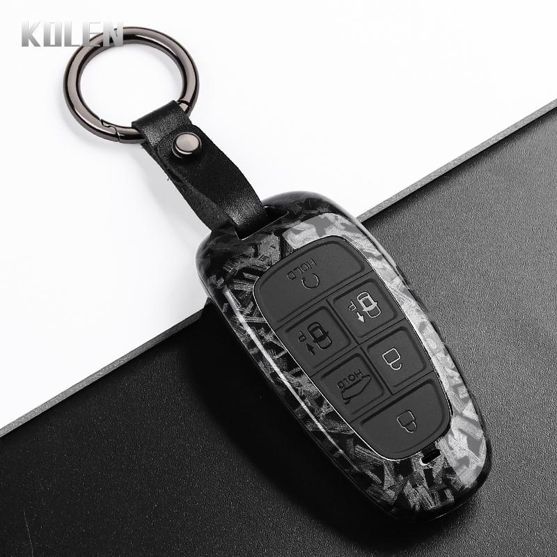 Abs Carbon Fiber Style Car Key Case Cover For Hyundai Santa Fe Tucson Nexo Nx4 Atos Prime Solaris Protected Fob Accessories