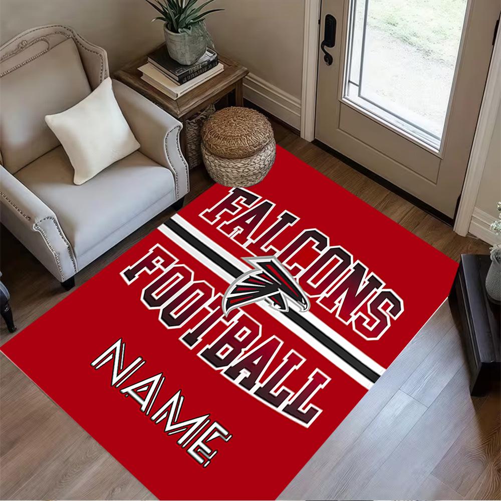 Atlanta Falcons Football Customize Text Floor Rug Office Rug Suitable for Living Rooms Dining Room Kitchen Hallway Anti-slip Rug Decorate Offices