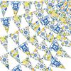 Faccito 5 Pcs Blue Tiles Lemon Decor Lemon Bunting Banners Blue Tiles Paper Pennant Garlands Lemonade Hanging Triangle Flags for Wedding Birthday