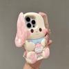 3D Cartoon Plush Long Ears Rabbit Phone Case For IPhone 17 16 15 14 13 Pro Max 14 15 Plus Soft Silicone Back Cover
