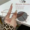 Retro Personalized Metal Round Frame Photochromic Women's Myopia Glasses Ultra Light Neutral HD Anti Blue Light Glasses