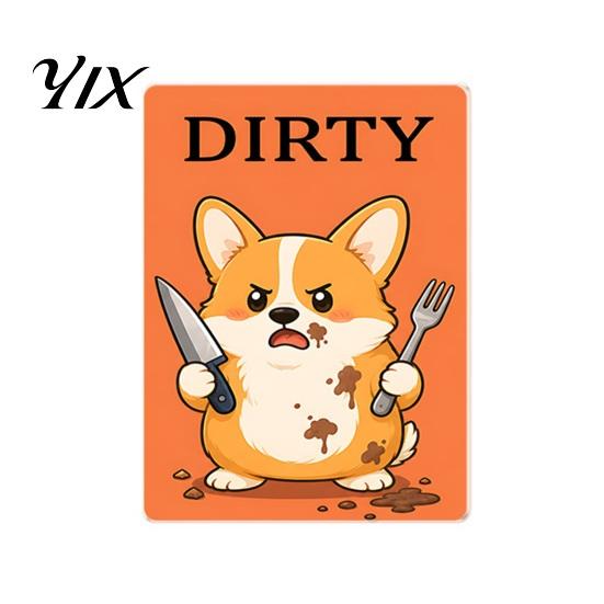 Easy Flip Dishwasher Indicator Clean Dirty Magnet, Acrylic Cartoon Animal Sign, Status Reminder Double-Sided & Magnet for Kitchen Decoration