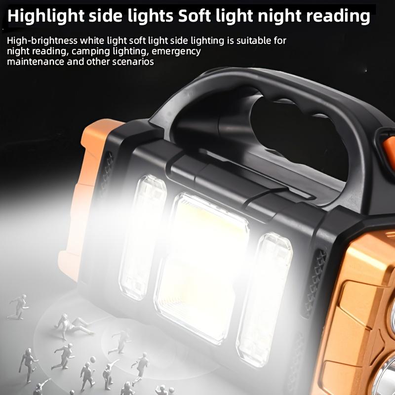 Portable Solar Flashlight, LED Handheld Flashlight, COB Floodlight,4 Modes Rechargeable Emergency Work Light, Suitable for Hiking,maintenance,fishing