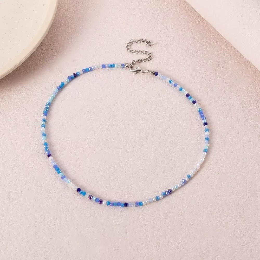 Bohemia Choker Necklace Handmade Neck Chain Rainbow Seed Beads Necklace  Women's Collar Jewelry