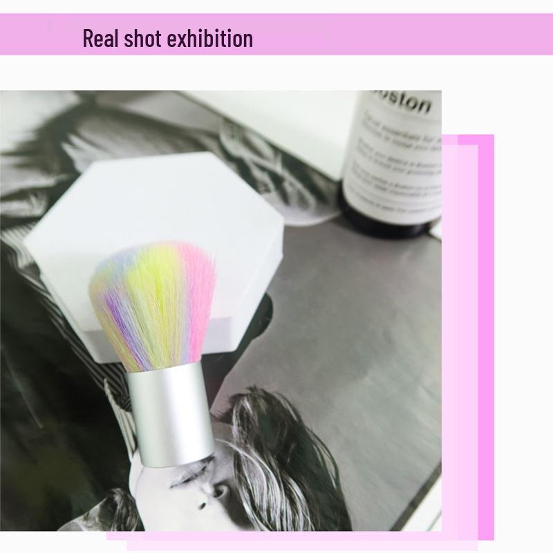 Pinceau à Poussière Macaron Arc-en-ciel pour Nail Art - Outil de Nettoyage à Manche Court
