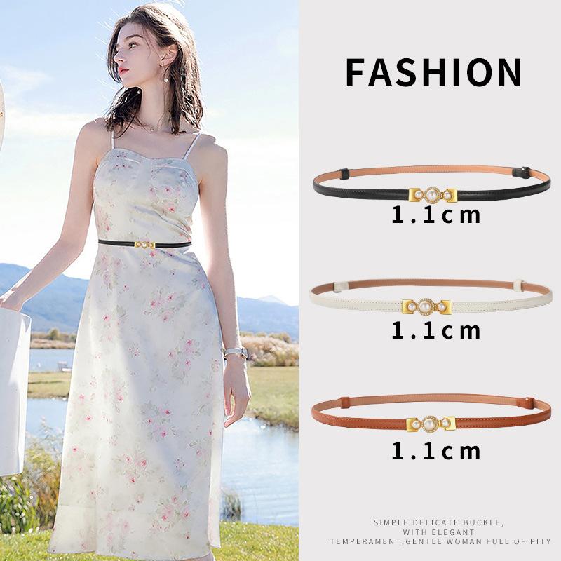 Four-Leaf Clover Pearl Women'S Belt Belt Women'S Dress Belt Thin Decoration