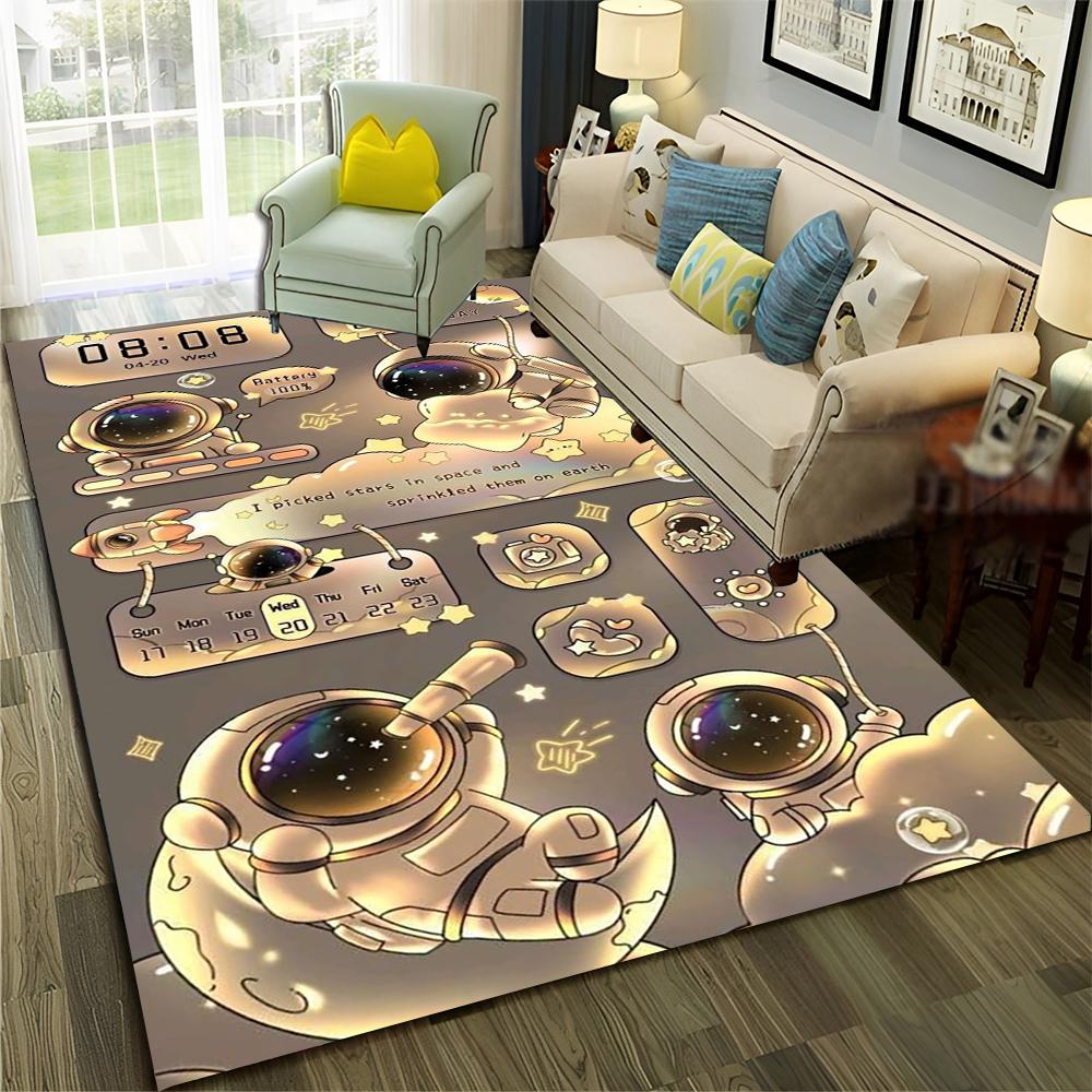 Astronaut Outer Space Planet Cartoon Carpet Rug for Home Living Room Bedroom Sofa Doormat Decor,Kid Area Rug Non-slip Floor Mat