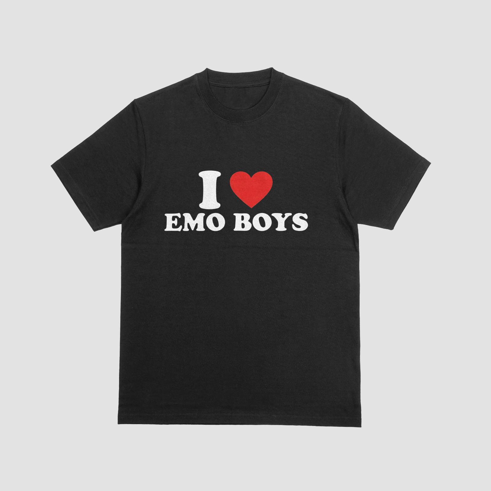 I Love Emo Boys Shirt Funny Alternative Goth Heart Graphic T-Shirt M